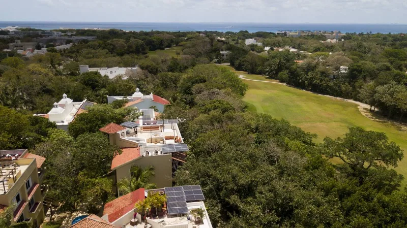 Playacar golf course and Caribbean shoreline