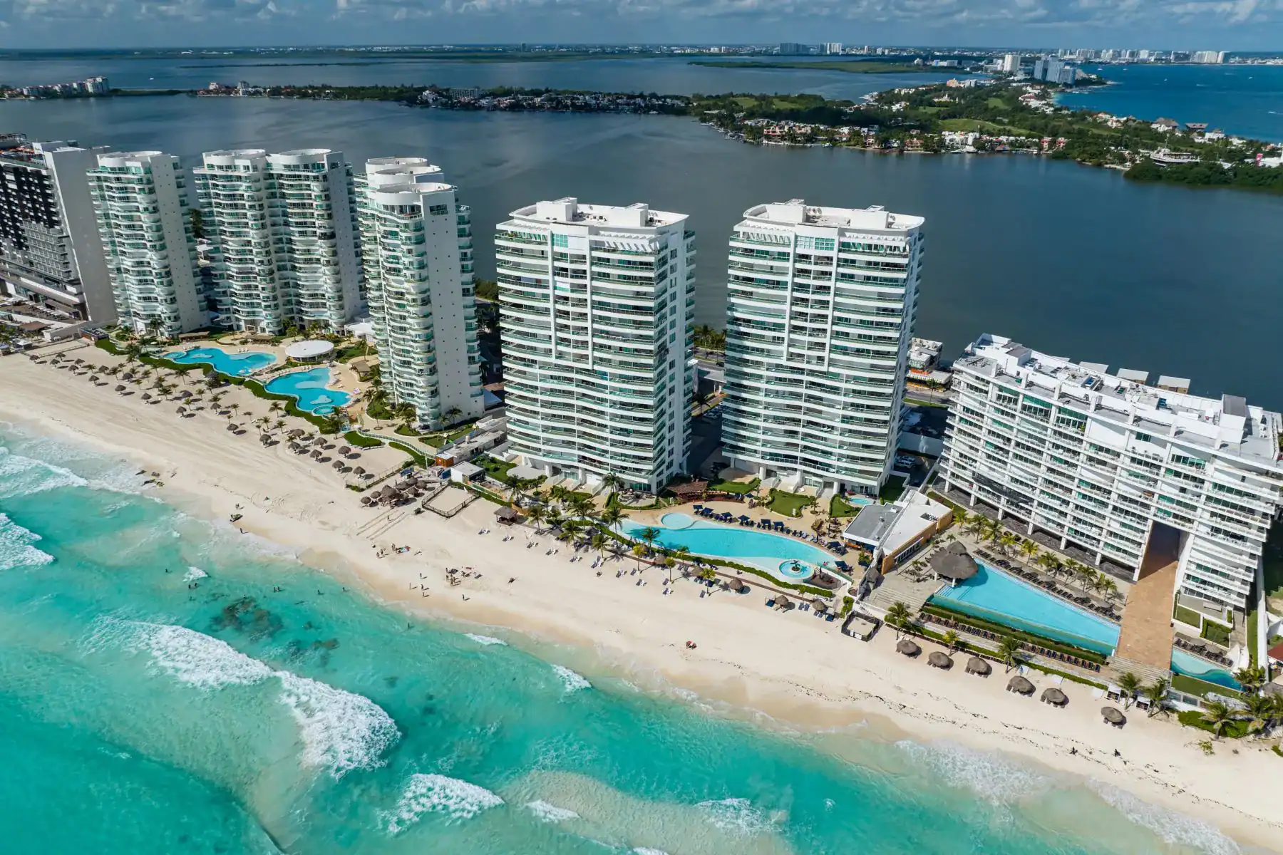 Aerial view of Portofino Condos Hotel Zone Cancun
