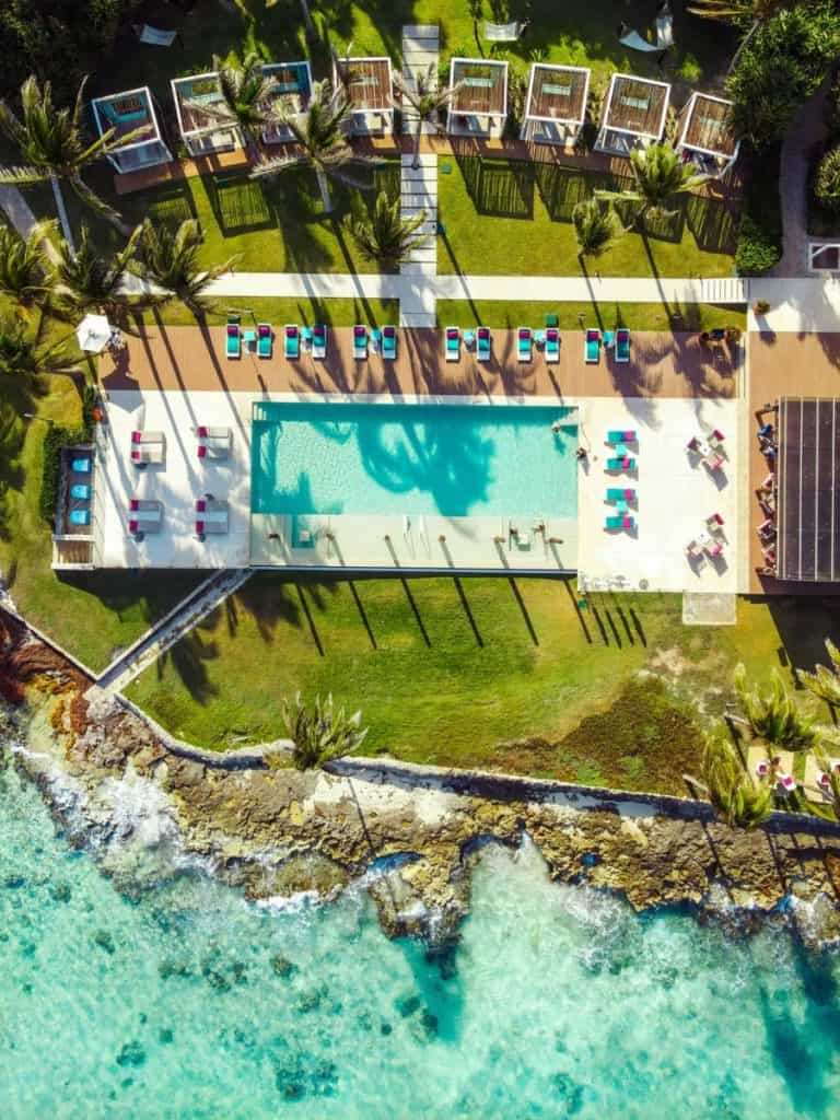 VIP cabanas and sun loungers at a premium Cancun beach club